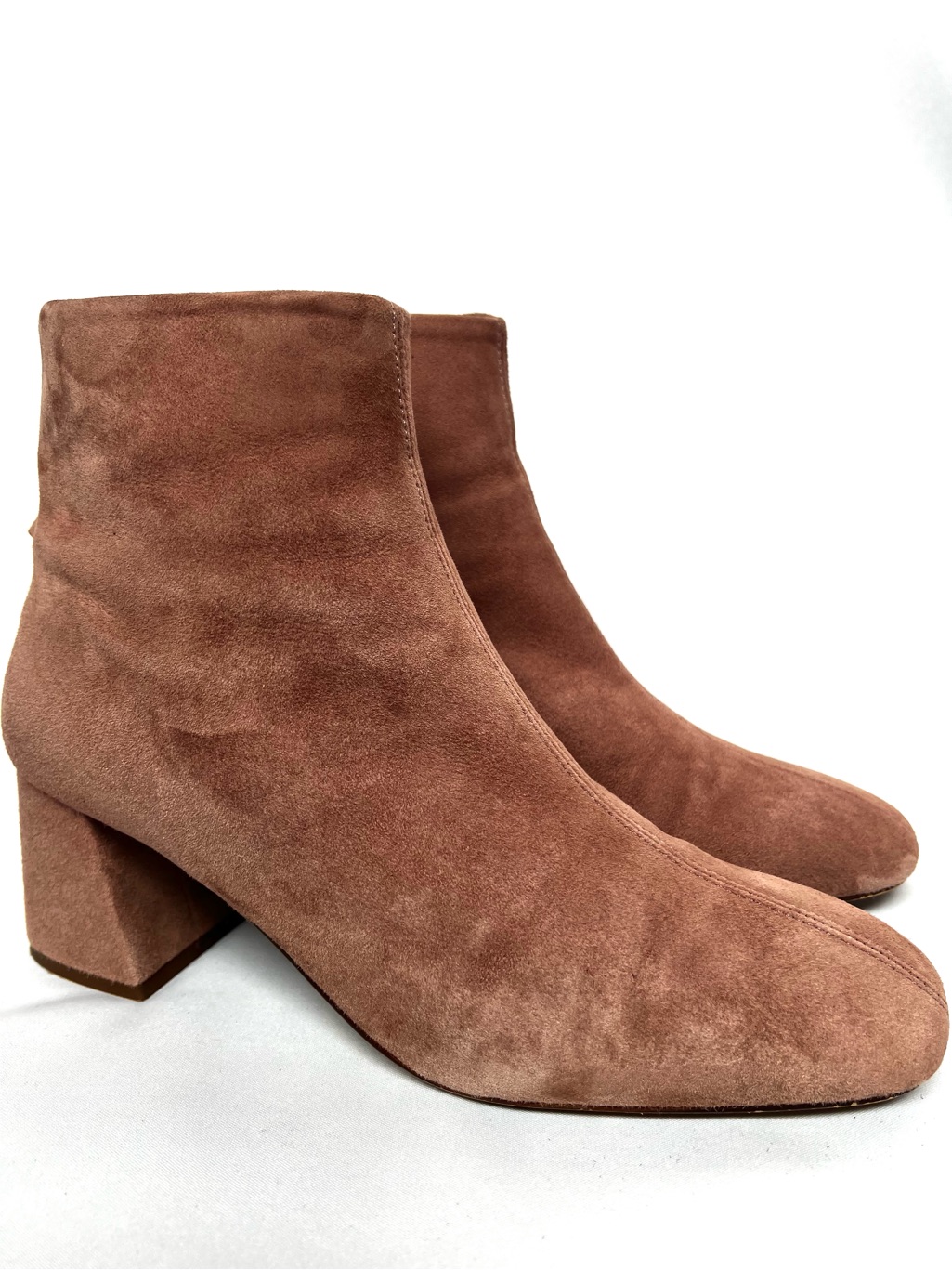 Topshop Suede Blush Ankle Boots Eu 39 Us 8 Made In Spain Block Heel Minimalist